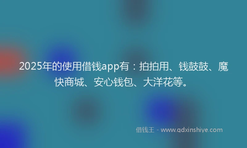 2025年的使用借钱app有：拍拍用、钱鼓鼓、魔快商城、安心钱包、大洋花等。