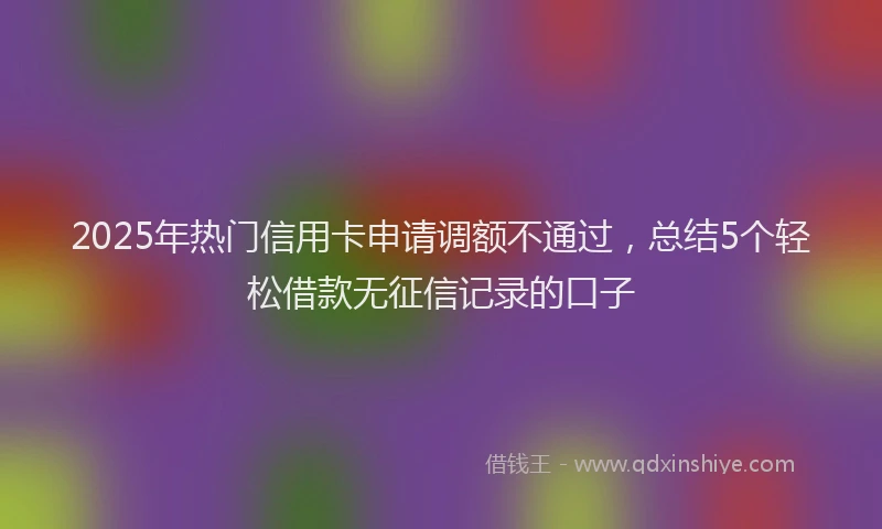 2025年热门信用卡申请调额不通过，总结5个轻松借款无征信记录的口子