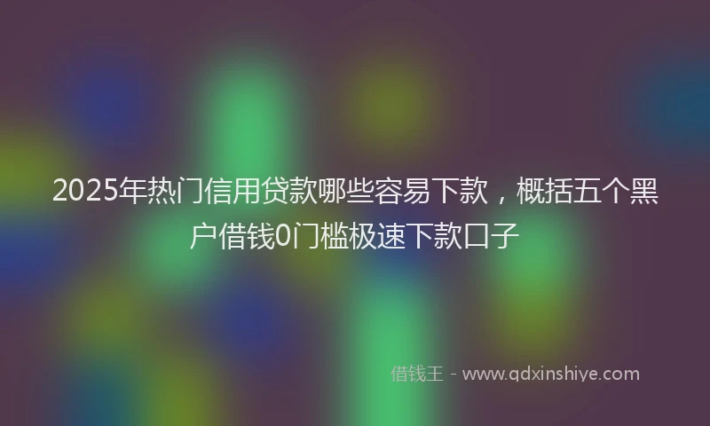 2025年热门信用贷款哪些容易下款，概括五个黑户借钱0门槛极速下款口子
