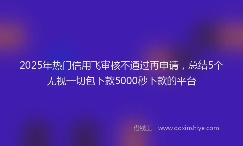 2025年热门信用飞审核不通过再申请，总结5个无视一切包下款5000秒下款的平台