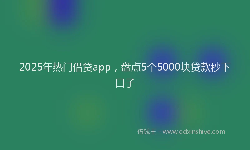 2025年热门借贷app，盘点5个5000块贷款秒下口子
