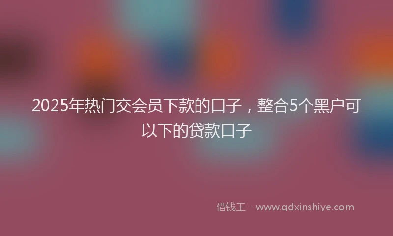 2025年热门交会员下款的口子，整合5个黑户可以下的贷款口子