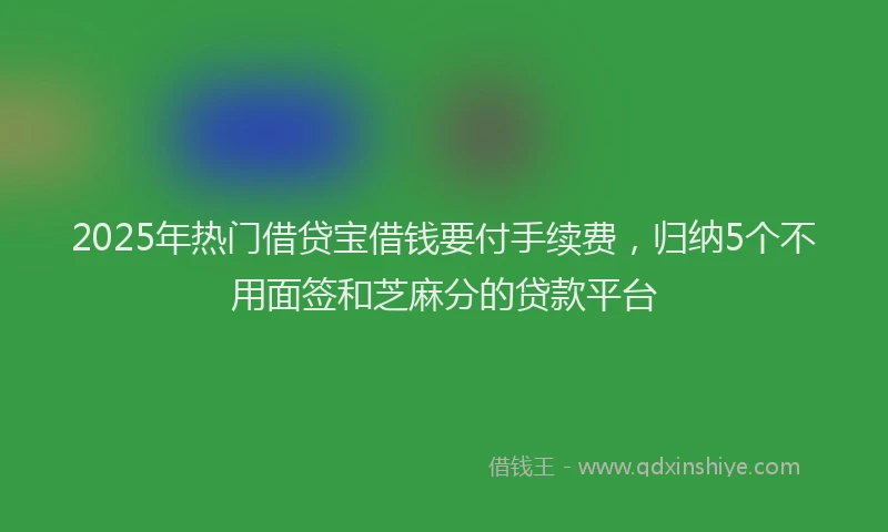 2025年热门借贷宝借钱要付手续费，归纳5个不用面签和芝麻分的贷款平台