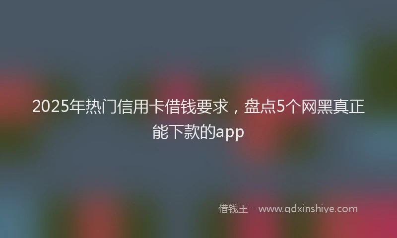 2025年热门信用卡借钱要求，盘点5个网黑真正能下款的app