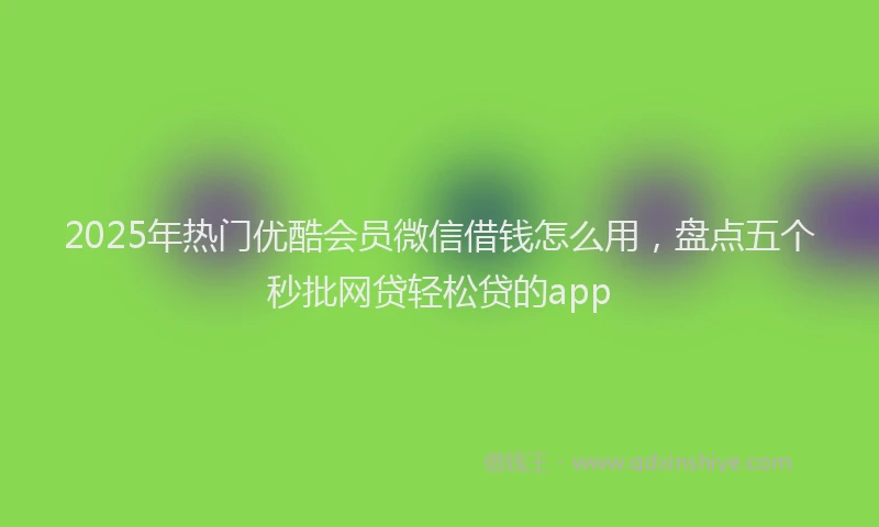 2025年热门优酷会员微信借钱怎么用，盘点五个秒批网贷轻松贷的app