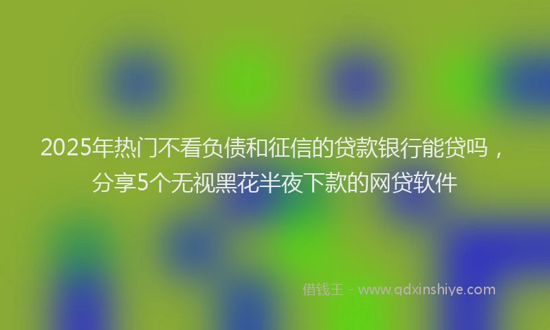 2025年热门不看负债和征信的贷款银行能贷吗，分享5个无视黑花半夜下款的网贷软件