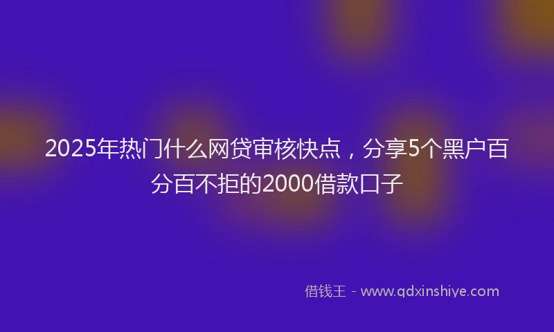 2025年热门什么网贷审核快点，分享5个黑户百分百不拒的2000借款口子
