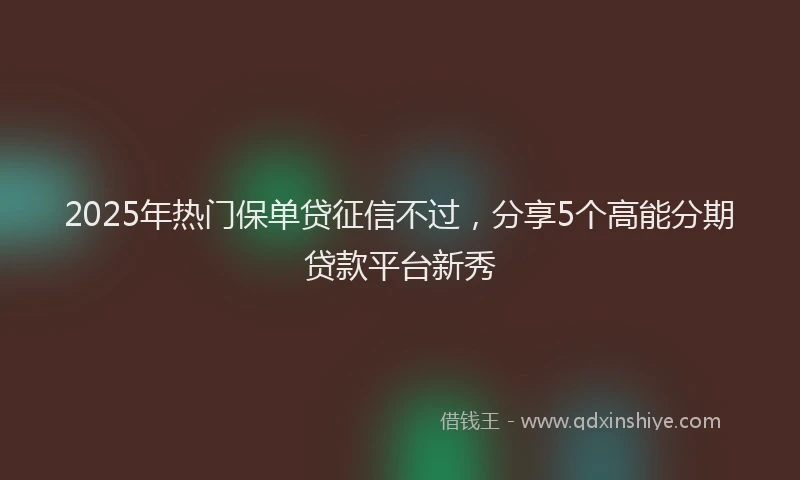 2025年热门保单贷征信不过，分享5个高能分期贷款平台新秀