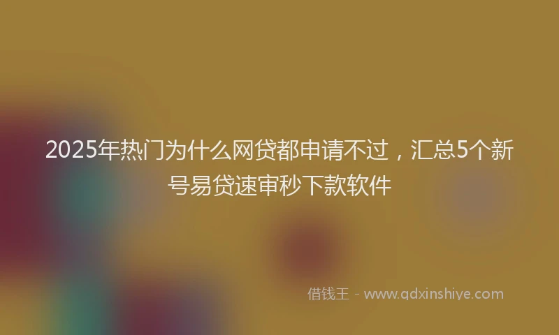2025年热门为什么网贷都申请不过，汇总5个新号易贷速审秒下款软件