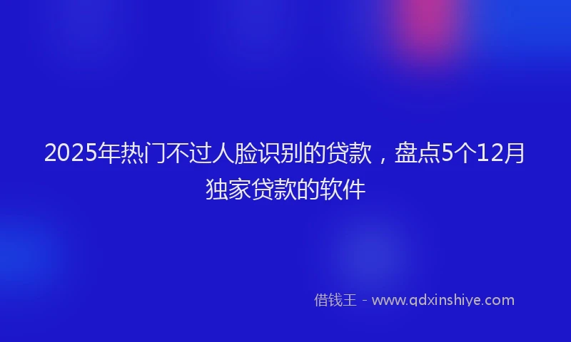 2025年热门不过人脸识别的贷款，盘点5个12月独家贷款的软件