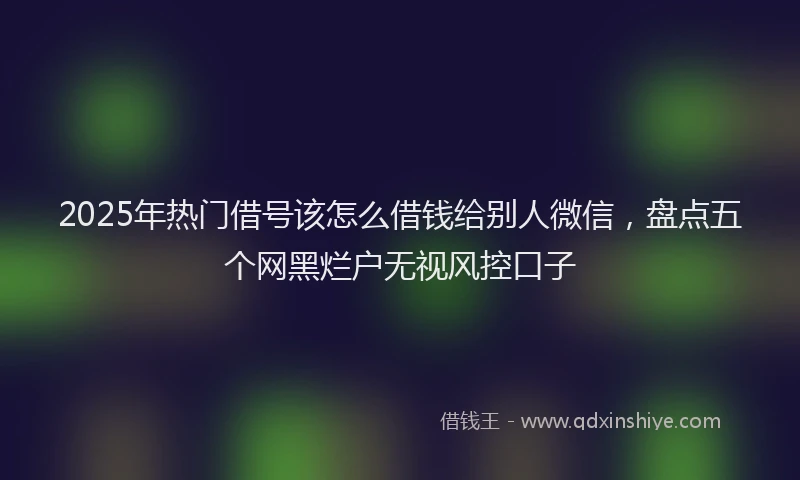 2025年热门借号该怎么借钱给别人微信，盘点五个网黑烂户无视风控口子