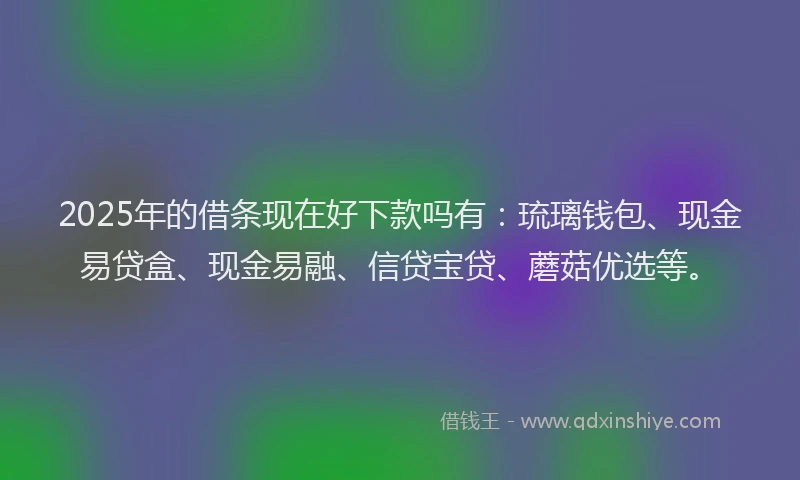 2025年的借条现在好下款吗有：琉璃钱包、现金易贷盒、现金易融、信贷宝贷、蘑菇优选等。