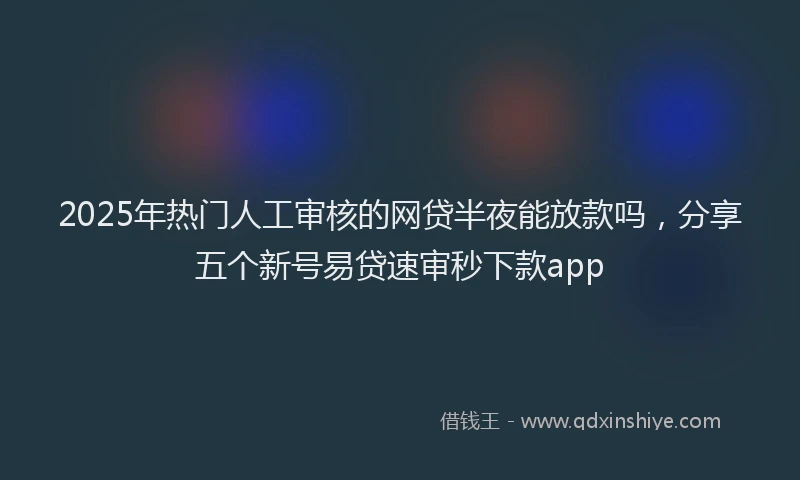 2025年热门人工审核的网贷半夜能放款吗，分享五个新号易贷速审秒下款app