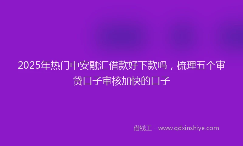 2025年热门中安融汇借款好下款吗，梳理五个审贷口子审核加快的口子