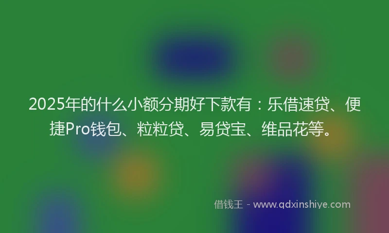 2025年的什么小额分期好下款有：乐借速贷、便捷Pro钱包、粒粒贷、易贷宝、维品花等。