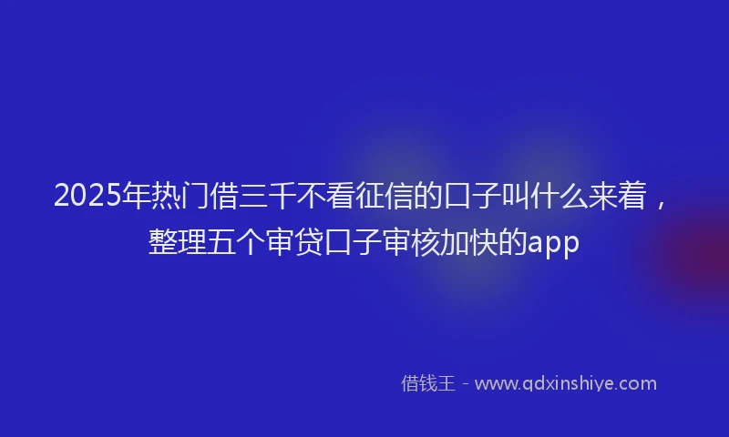 2025年热门借三千不看征信的口子叫什么来着，整理五个审贷口子审核加快的app
