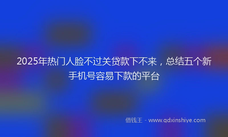 2025年热门人脸不过关贷款下不来，总结五个新手机号容易下款的平台