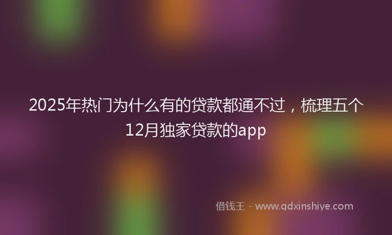 2025年热门为什么有的贷款都通不过，梳理五个12月独家贷款的app