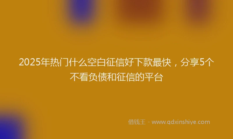 2025年热门什么空白征信好下款最快，分享5个不看负债和征信的平台