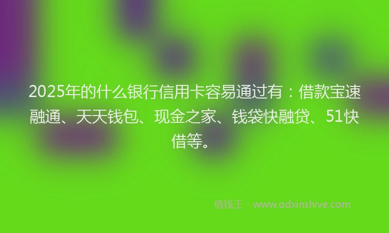 2025年的什么银行信用卡容易通过有：借款宝速融通、天天钱包、现金之家、钱袋快融贷、51快借等。