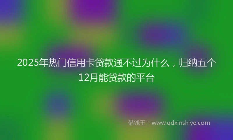 2025年热门信用卡贷款通不过为什么，归纳五个12月能贷款的平台