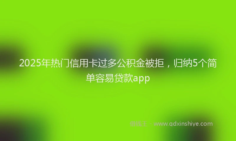 2025年热门信用卡过多公积金被拒，归纳5个简单容易贷款app