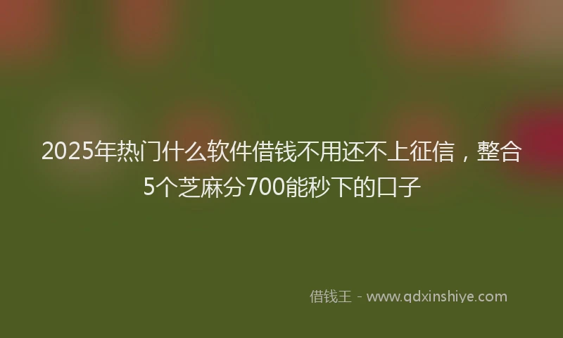 2025年热门什么软件借钱不用还不上征信，整合5个芝麻分700能秒下的口子