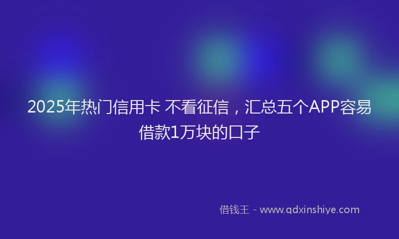 2025年热门信用卡 不看征信，汇总五个APP容易借款1万块的口子