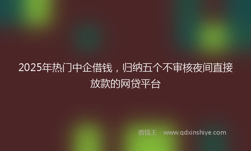 2025年热门中企借钱，归纳五个不审核夜间直接放款的网贷平台