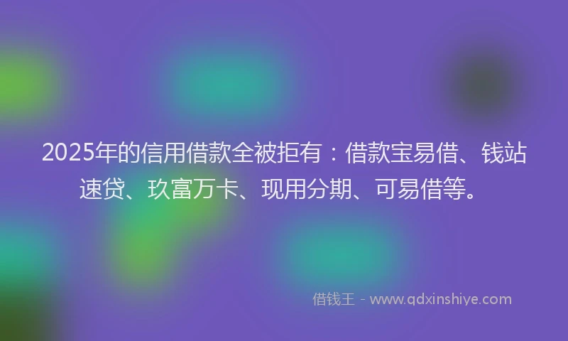 2025年的信用借款全被拒有：借款宝易借、钱站速贷、玖富万卡、现用分期、可易借等。