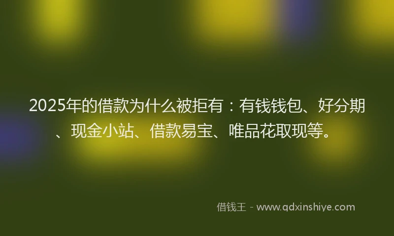 2025年的借款为什么被拒有：有钱钱包、好分期、现金小站、借款易宝、唯品花取现等。