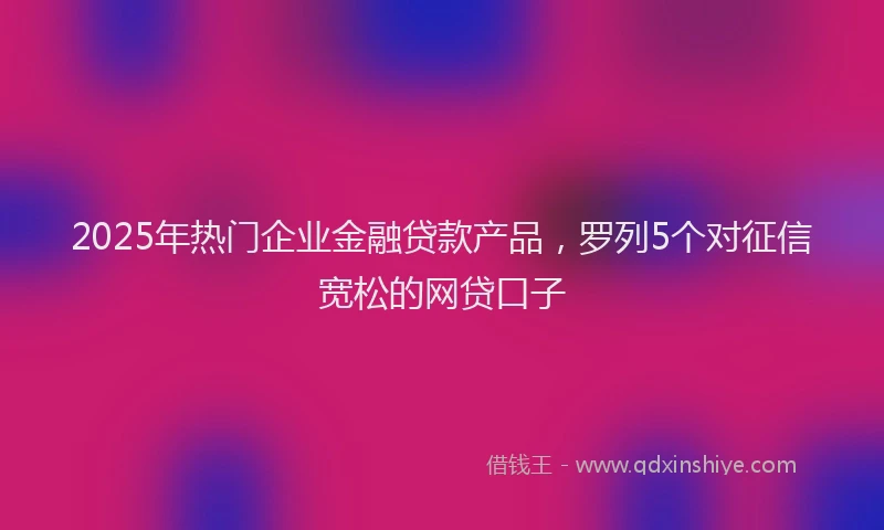 2025年热门企业金融贷款产品，罗列5个对征信宽松的网贷口子