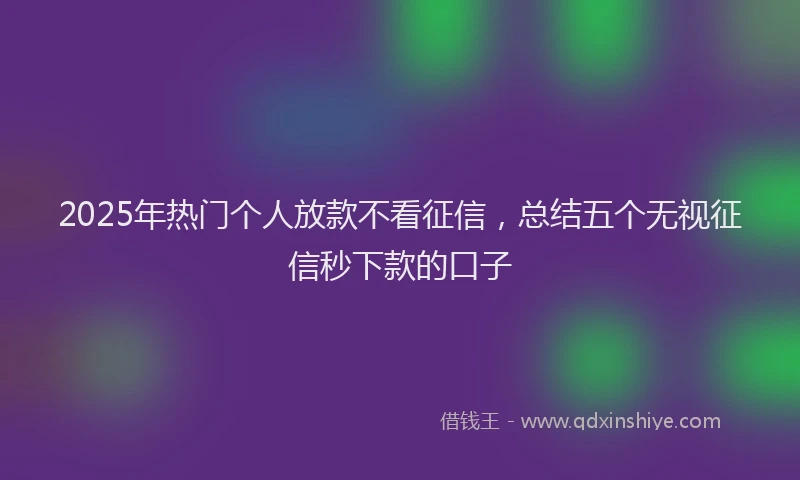 2025年热门个人放款不看征信，总结五个无视征信秒下款的口子
