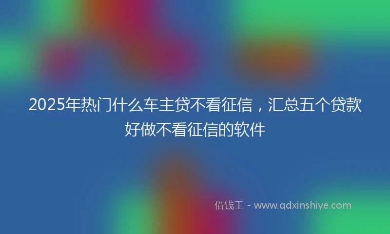 2025年热门什么车主贷不看征信，汇总五个贷款好做不看征信的软件