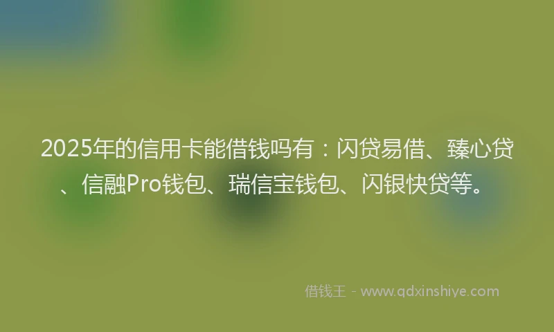 2025年的信用卡能借钱吗有：闪贷易借、臻心贷、信融Pro钱包、瑞信宝钱包、闪银快贷等。