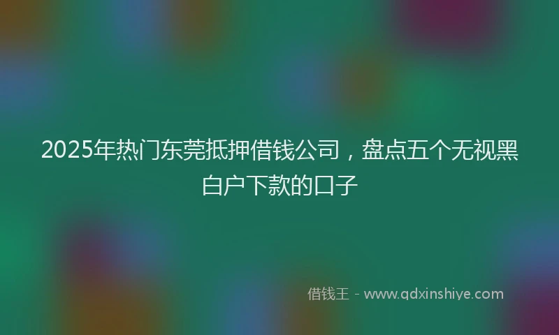 2025年热门东莞抵押借钱公司，盘点五个无视黑白户下款的口子