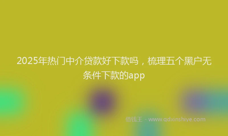 2025年热门中介贷款好下款吗，梳理五个黑户无条件下款的app