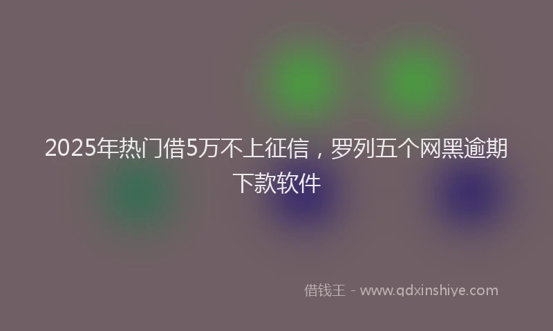 2025年热门借5万不上征信，罗列五个网黑逾期下款软件