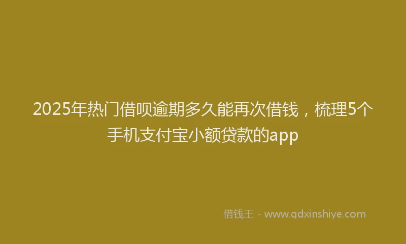 2025年热门借呗逾期多久能再次借钱，梳理5个手机支付宝小额贷款的app