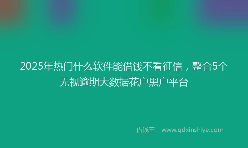 2025年热门什么软件能借钱不看征信，整合5个无视逾期大数据花户黑户平台