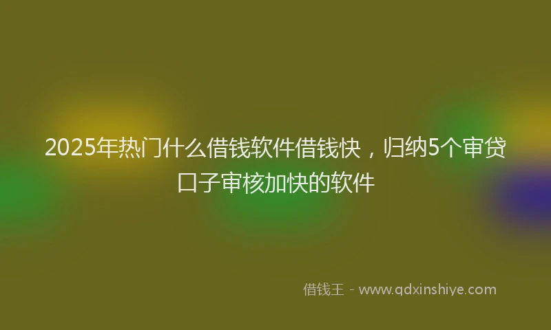 2025年热门什么借钱软件借钱快，归纳5个审贷口子审核加快的软件