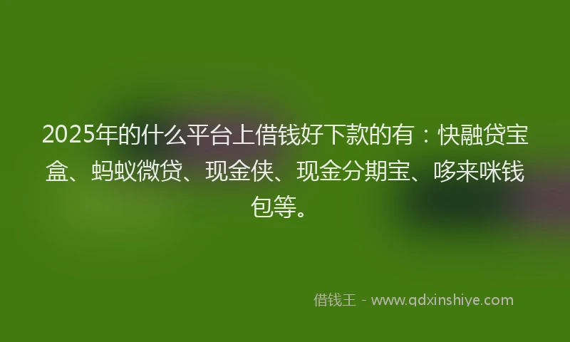2025年的什么平台上借钱好下款的有：快融贷宝盒、蚂蚁微贷、现金侠、现金分期宝、哆来咪钱包等。