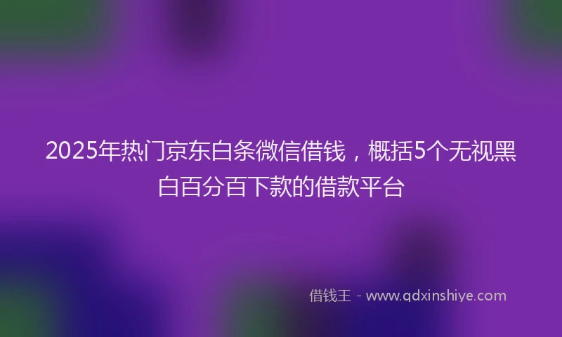 2025年热门京东白条微信借钱，概括5个无视黑白百分百下款的借款平台
