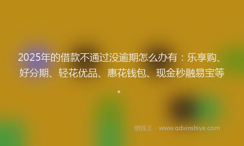 2025年的借款不通过没逾期怎么办有：乐享购、好分期、轻花优品、惠花钱包、现金秒融易宝等。