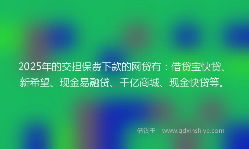 2025年的交担保费下款的网贷有：借贷宝快贷、新希望、现金易融贷、千亿商城、现金快贷等。