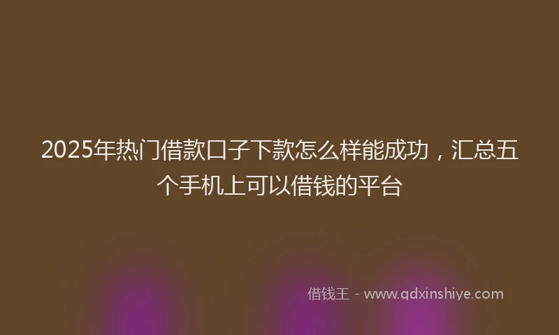 2025年热门借款口子下款怎么样能成功，汇总五个手机上可以借钱的平台