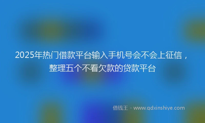 2025年热门借款平台输入手机号会不会上征信，整理五个不看欠款的贷款平台
