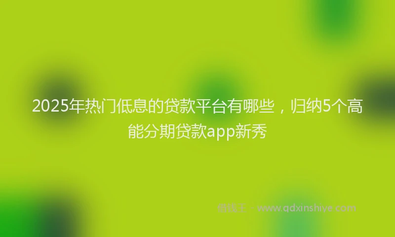 2025年热门低息的贷款平台有哪些，归纳5个高能分期贷款app新秀