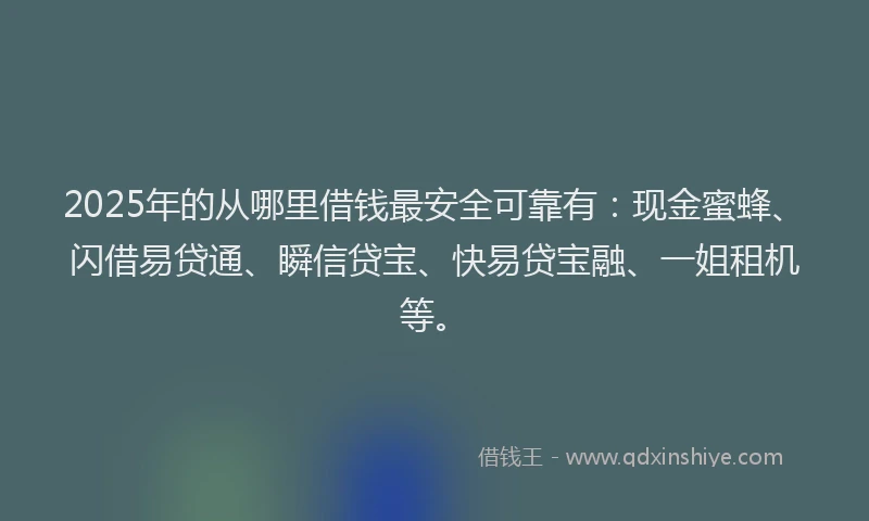 2025年的从哪里借钱最安全可靠有：现金蜜蜂、闪借易贷通、瞬信贷宝、快易贷宝融、一姐租机等。