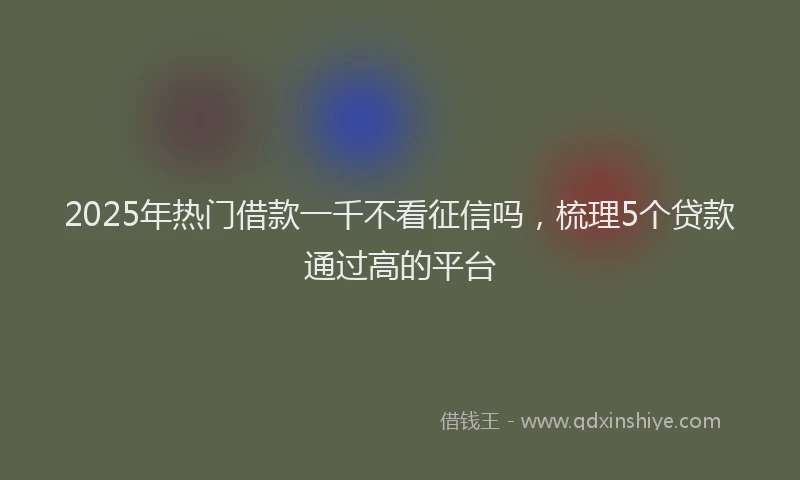 2025年热门借款一千不看征信吗，梳理5个贷款通过高的平台